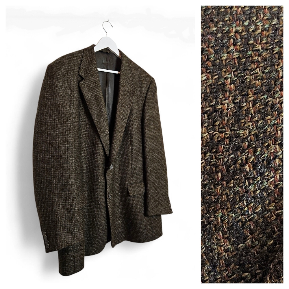 Austin Reed Wool Houndstooth Blazer Men's 46L Brown Union Made USA